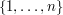 $ \{1,\ldots,n\} $