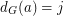 $ d_G(a)=j $