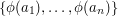 $ \{\phi(a_1),\dots,\phi(a_n)\} $